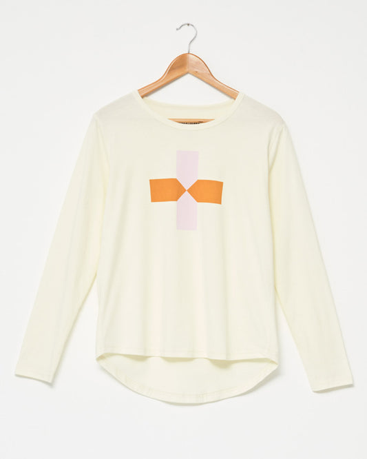 Stella + Gemma | Long Sleeve Tee | Ivory Cross