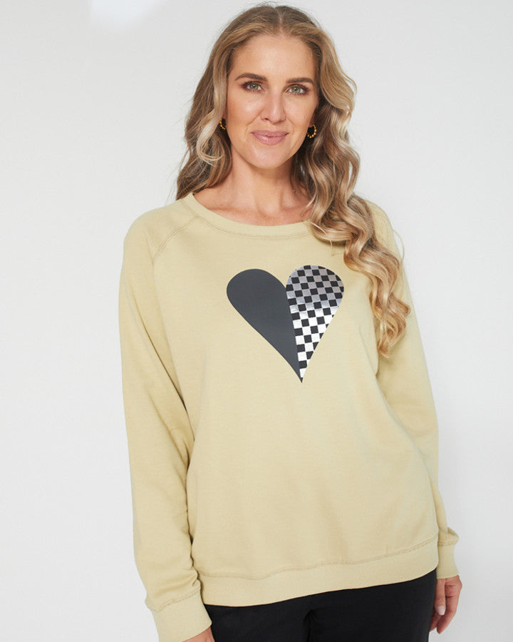 Stella + Gemma | Sweater | Sage Checked Heart | Sweat Shirt | Winter ...